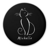 ミニマリストの白猫が黒追加名 セラミックノブ (正面)