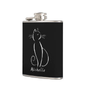 ミニマリストの白猫が黒追加名 フラスク (左)