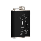 ミニマリストの白猫が黒追加名 フラスク (右)