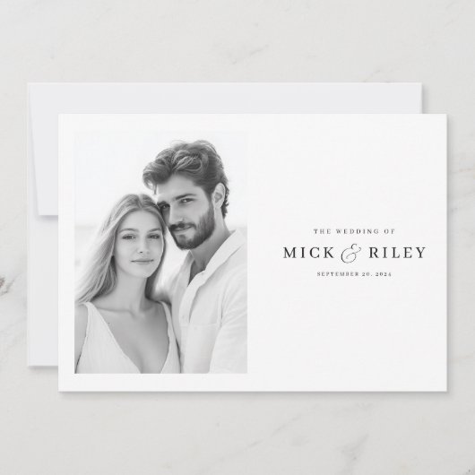 ミニマリストの白黒のエレガント写真 招待状 (正面)