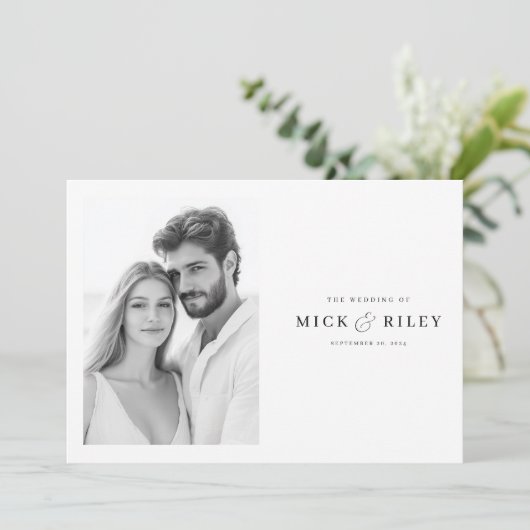 ミニマリストの白黒のエレガント写真 招待状 (スタンド正面)