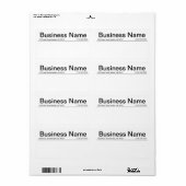 ミニマリストの白黒のスモールビジネス向け出荷 ラベル (フルシート)