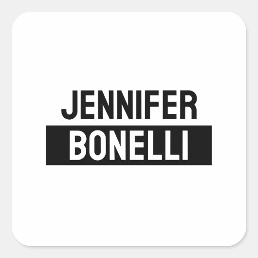 ミニマリストの白黒のプレーンエレガント名モダン前 スクエアシール (正面)