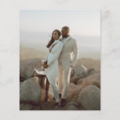 ミニマリストの白黒の予算の結婚式の招待 (裏面)