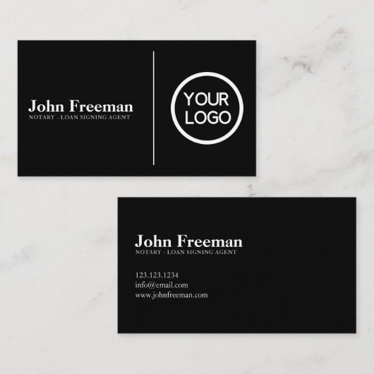 ミニマリストの白黒の公証人署名代理人 名刺 (正面/裏面)