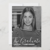 ミニマリストの白黒の写真卒業 招待状 (正面)