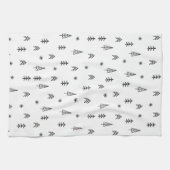 ミニマリストの白黒の冬の森のパターン キッチンタオル (横)