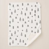 ミニマリストの白黒の冬の森のパターン シェルパブランケット (正面)