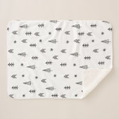 ミニマリストの白黒の冬の森のパターン シェルパブランケット (正面(横))