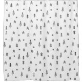 ミニマリストの白黒の冬の森のパターン シャワーカーテン (正面)