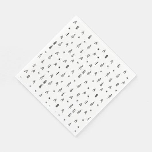 ミニマリストの白黒の冬の森のパターン スタンダードランチョンナプキン (角)