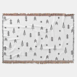 ミニマリストの白黒の冬の森のパターン スローブランケット