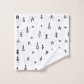 ミニマリストの白黒の冬の森のパターン バスタオルセット (ウォッシュタオル)