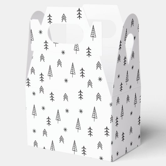 ミニマリストの白黒の冬の森のパターン フェイバーボックス (オープン)