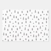 ミニマリストの白黒の冬の森のパターン ラッピングペーパーシート (正面3)