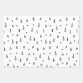 ミニマリストの白黒の冬の森のパターン ラッピングペーパーシート (正面2)