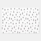 ミニマリストの白黒の冬の森のパターン ラッピングペーパーシート (正面)