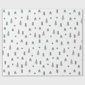 ミニマリストの白黒の冬の森のパターン ラッピングペーパー (フラット)