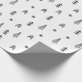 ミニマリストの白黒の冬の森のパターン ラッピングペーパー (角)