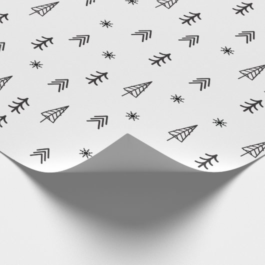 ミニマリストの白黒の冬の森のパターン ラッピングペーパー (角)