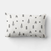 ミニマリストの白黒の冬の森のパターン ランバークッション (裏面)