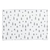 ミニマリストの白黒の冬の森のパターン 枕カバー (正面右)