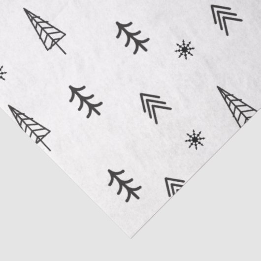 ミニマリストの白黒の冬の森のパターン 薄葉紙 (詳細)