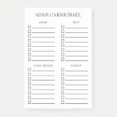 ミニマリストの白黒の整理された作業 ポストイット (正面)