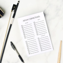 ミニマリストの白黒の整理された作業 ポストイット