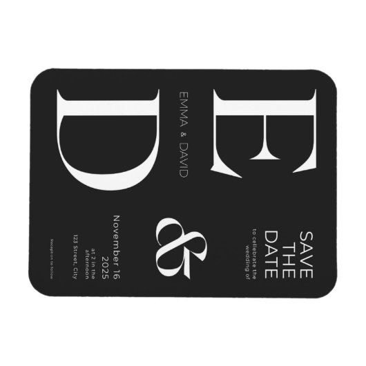 ミニマリストの白黒の日付を保存 マグネット (横)