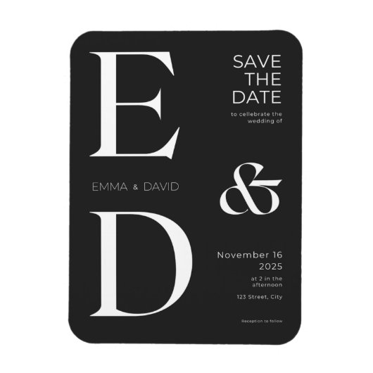 ミニマリストの白黒の日付を保存 マグネット (縦)