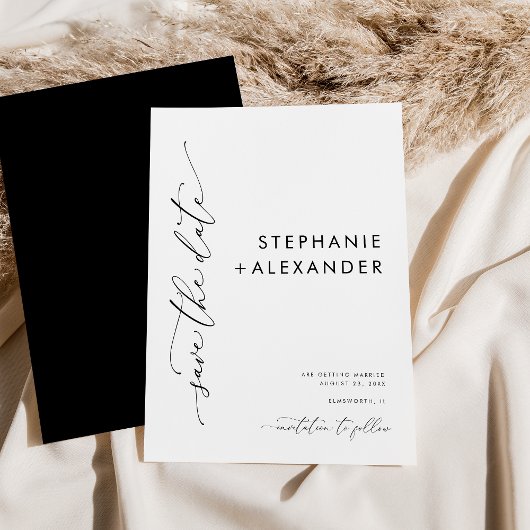 ミニマリストの白黒の日付カードを保存 セーブザデート