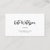 ミニマリストの白黒の書モダン跡スクリプト 名刺 (裏面)