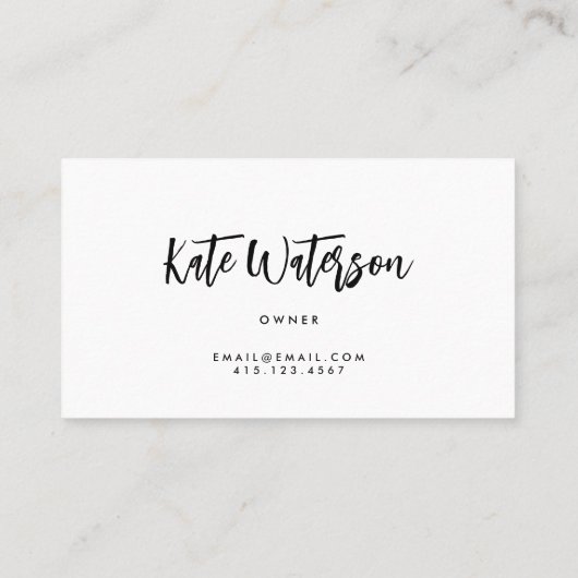 ミニマリストの白黒の書モダン跡スクリプト 名刺 (裏面)