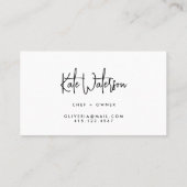 ミニマリストの白黒の書モダン跡スクリプト 名刺 (裏面)