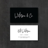 ミニマリストの白黒の書モダン跡スクリプト 名刺