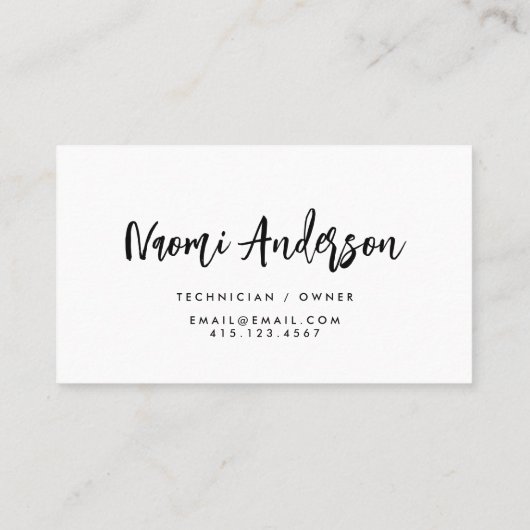 ミニマリストの白黒の書モダン跡スクリプト 名刺 (裏面)