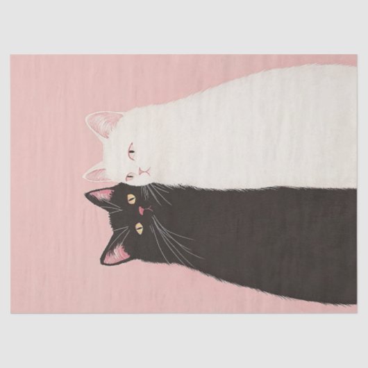 ミニマリストの白黒の猫の切り離し 薄葉紙 (正面)