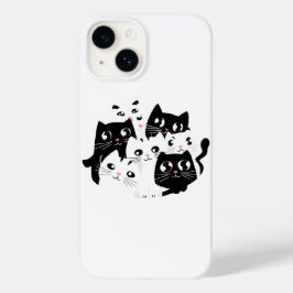 ミニマリストの白黒の猫ケース Case-Mate iPhone 14ケース