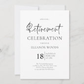 ミニマリストの白黒の退職パーティー 招待状 (正面)