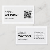 ミニマリストの白黒はっきりしたおよびqrコード コーリングカード (正面/裏面)