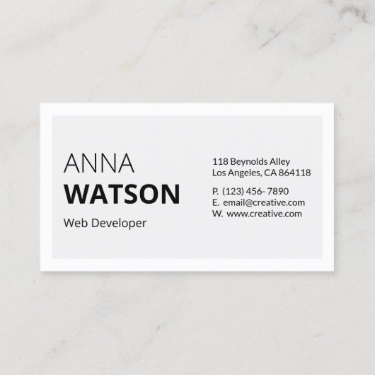 ミニマリストの白黒はっきりしたおよびqrコード コーリングカード (裏面)