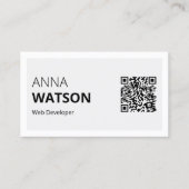 ミニマリストの白黒はっきりしたおよびqrコード コーリングカード (正面)