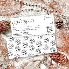 ミニマリストの白黒ギフト証明書のロゴ