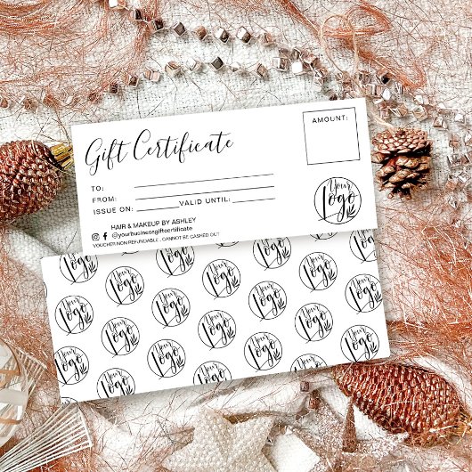 ミニマリストの白黒ギフト証明書のロゴ