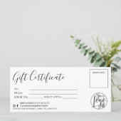 ミニマリストの白黒ギフト証明書のロゴ (スタンド正面)