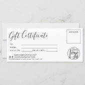 ミニマリストの白黒ギフト証明書のロゴ (正面)