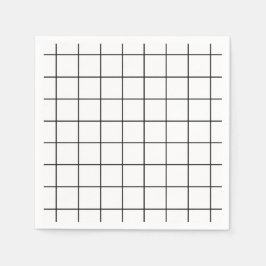 ミニマリストの白黒グリッド スタンダードカクテルナプキン