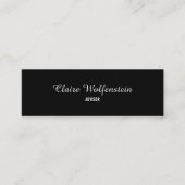 ミニマリストの白黒スクリプトプロフェッショナル スキニー名刺 (正面)