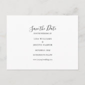 ミニマリストの白黒スクリプト日付を保存 ポストカード (裏面)